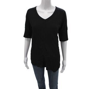 Wilt Women T-Shirt Pajama Top Black V-Neck Cotton Short Sleeve Size M